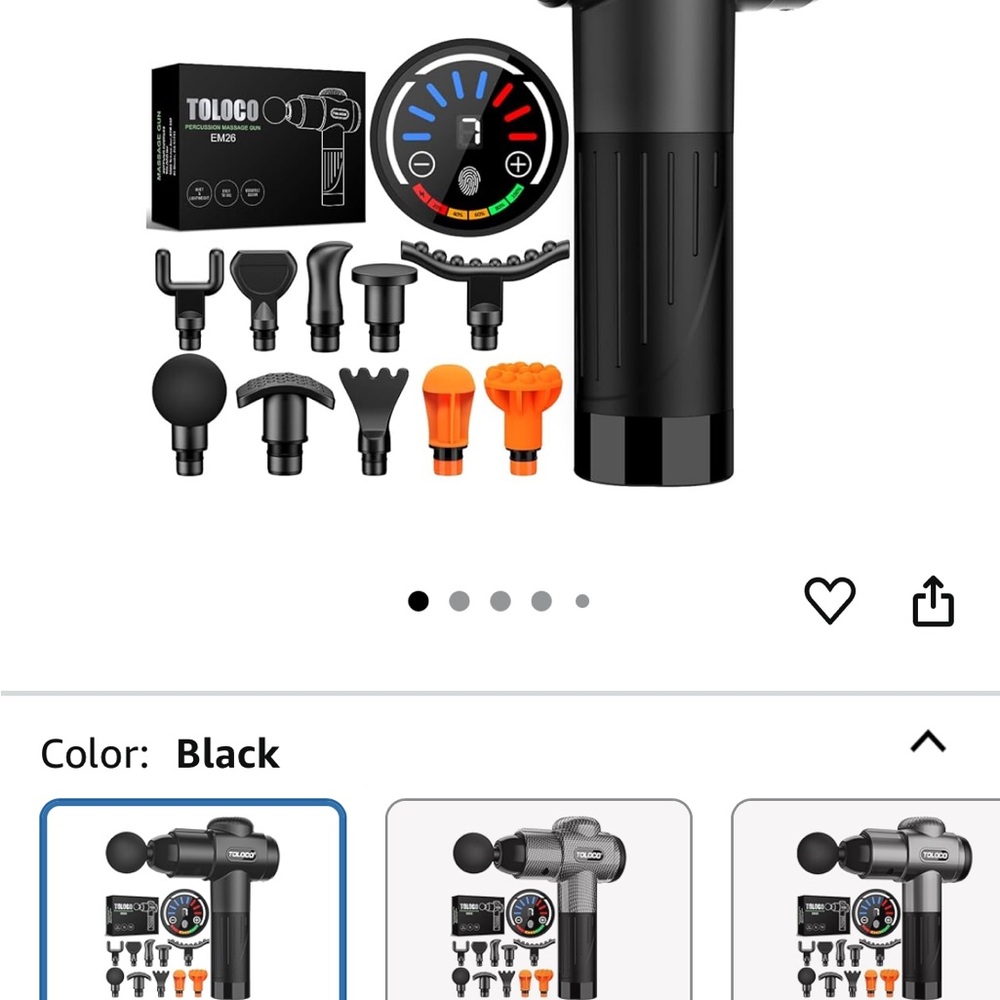 Toloco Black Massage Gun with Attachments